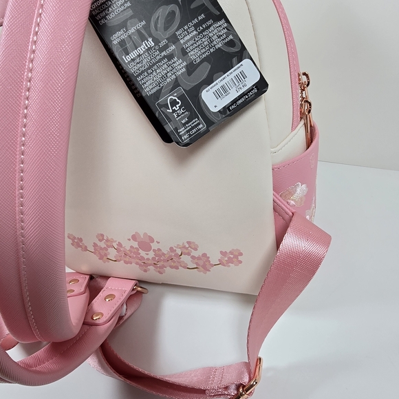 Loungefly Disney Minnie Mouse Cherry Blossom Mini Backpack NWT Ears Bow - Picture 6 of 10